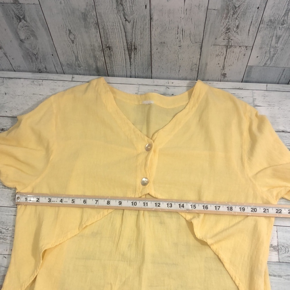 Gauze 2 Button Yellow Crop Top 2 - Picture 7 of 9